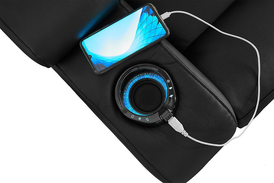 Lumene Hollywood Luxury III луксозно моторизирано кресло за домашно кино с LED осветление и USB портове