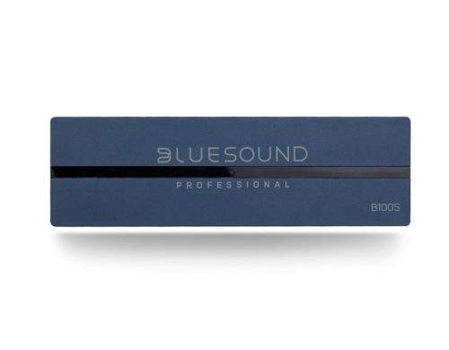 Bluesound B100S, BluOS player, мрежов плейър, комерсиално аудио, SoundMachine, MQA, Hi‑Res audio, multi‑zone streaming, професионален плейър, Bluesound Professional B100S