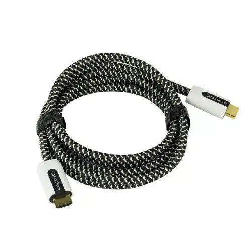 Norstone Jura HDMI – премиум HDMI кабел с 24K позлатени конектори, OFC+сребро проводници и текстилна оплетка за 4K HDR системи