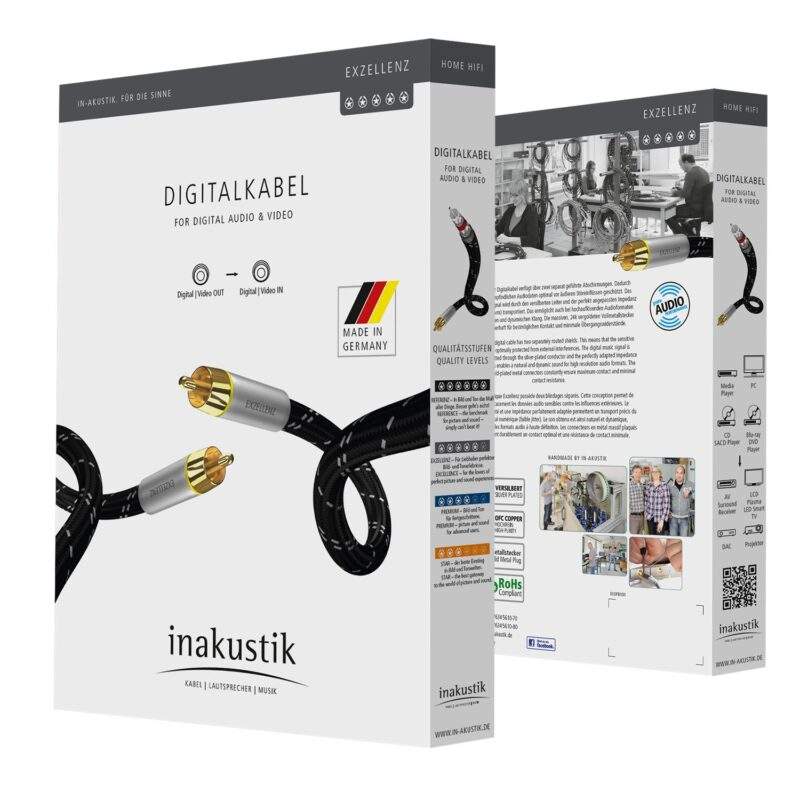 Цифров коаксиален кабел Inakustik Exellence Digital Coax AudioArte Цифров коаксиален кабел Inakustik Exellence Digital Coax