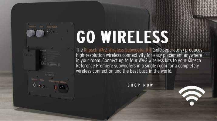 Безжичен комплект за субуфер Klipsch WA-2 на достъпна цена от Аудио Арте Klipsch Wireless Kit WA-2, безжичен комплект за субуфер Klipsch WA-2, suboofer, субуфер,Klipsch, Audio Arte