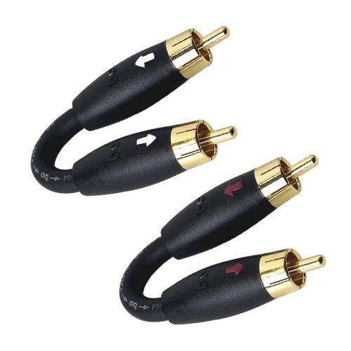 AudioQuest Pre‑Amp Jumpers – комплект от два RCA male‑to‑male джъмпера с позлатени конектори, PSC+ проводници и насочена конструкция