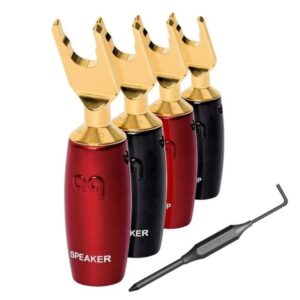 AudioQuest 507, multi-spade connectors, speaker connectors, high-end audio, silver spade, gold spade, Purple Copper, audiophile upgrade, 7 AWG connectors, premium audio accessories