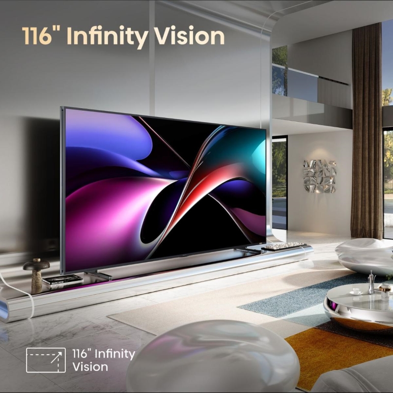 Hisense 116UXQ огромен 116-инчов телевизор с RGB Mini-LED технология