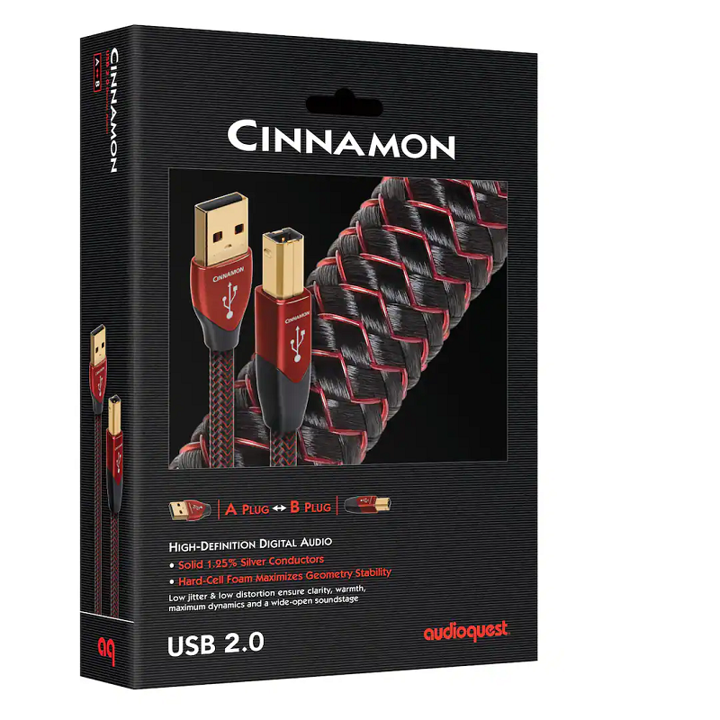 AudioQuest Cinnamon USB дигитален аудио кабел USB A към USB B с 1,25% сребърно покритие