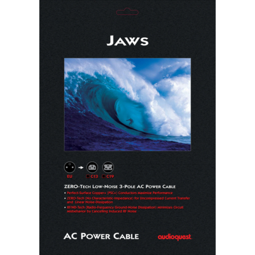 AudioQuest Jaws захранващ кабел с PSC+ мед и ZERO‑Tech за Hi‑Fi системи